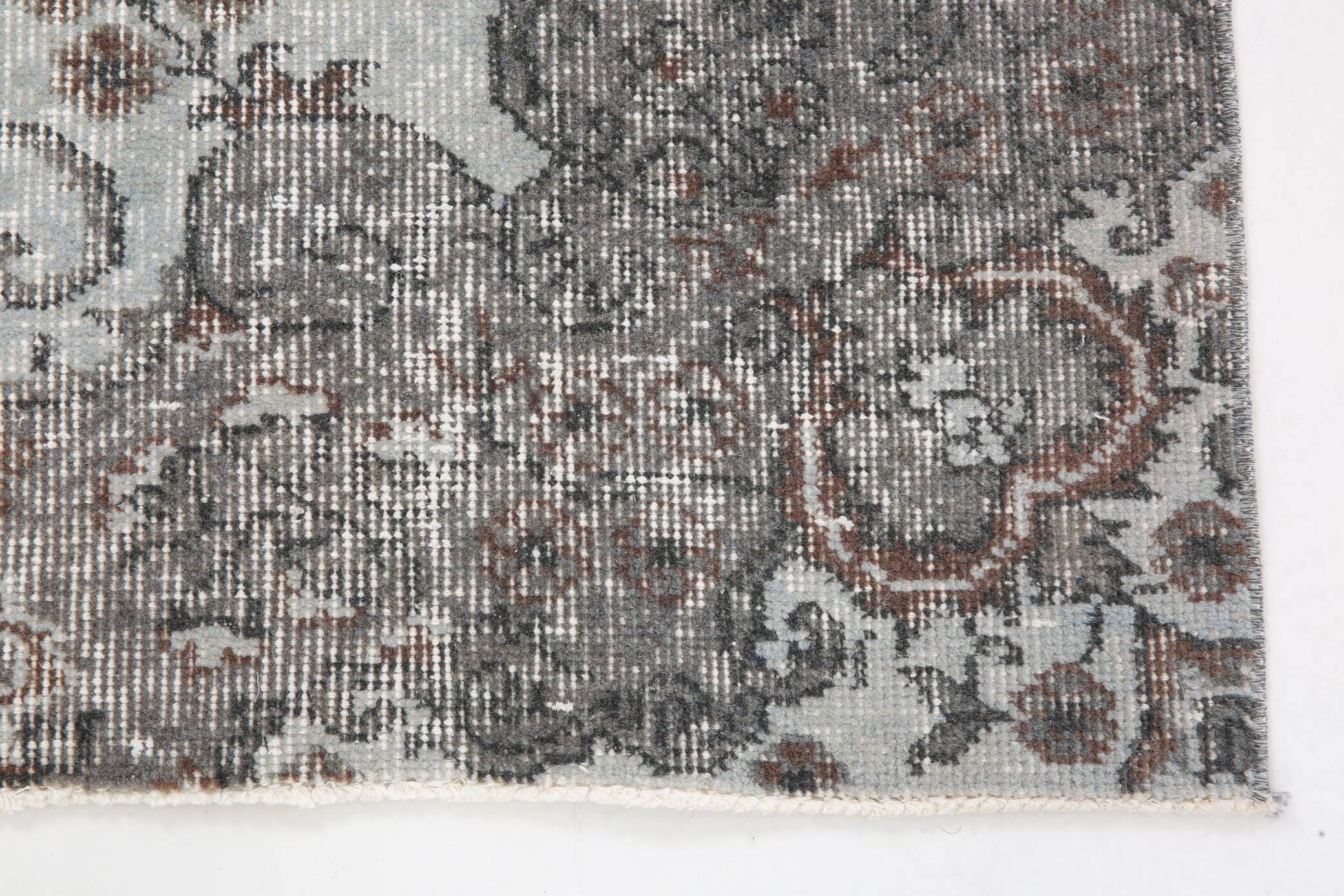 5x8 Black Gray Classic Pattern Turkish Vintage Rug, 149x253Cm