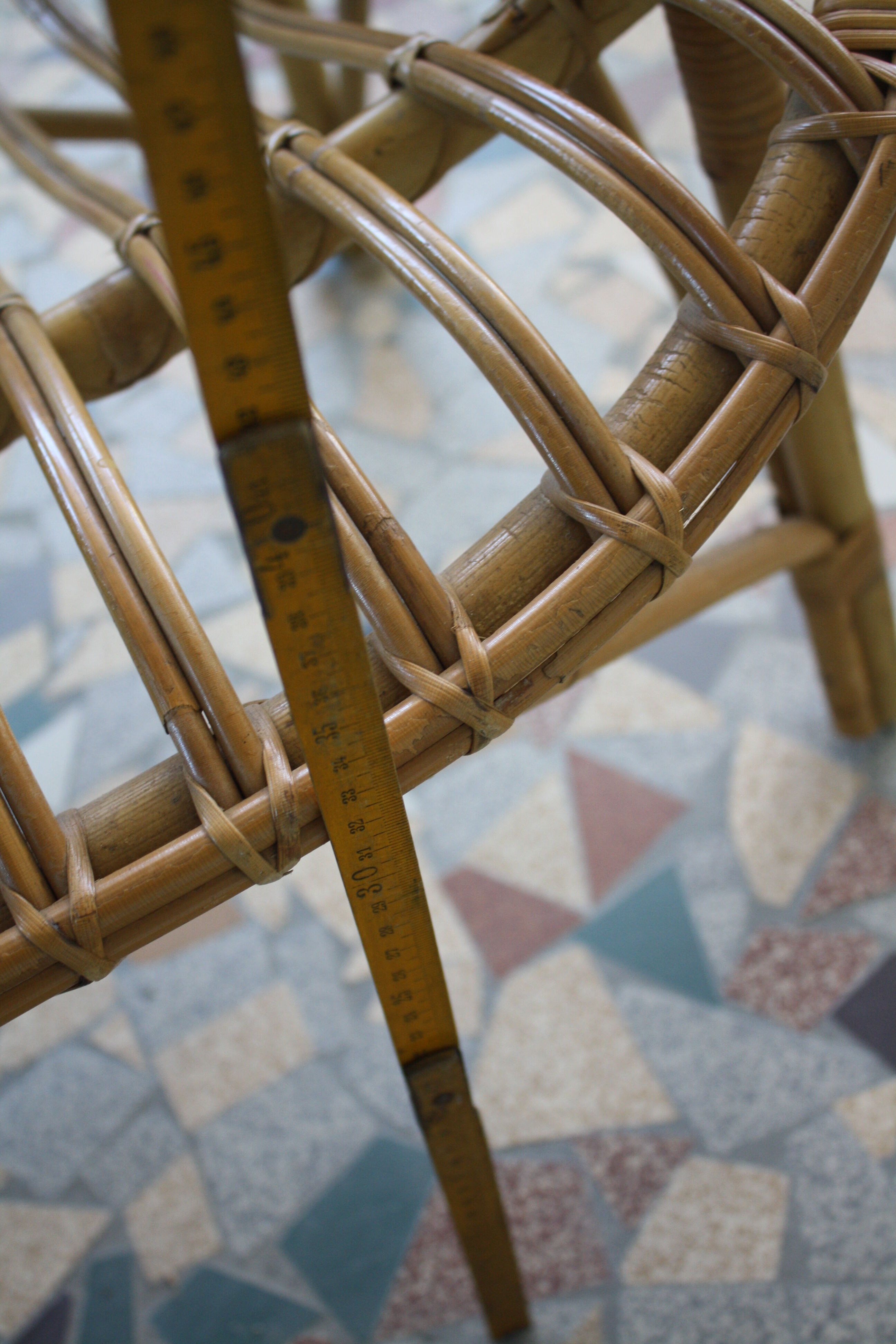 Vintage rattan bench 1960