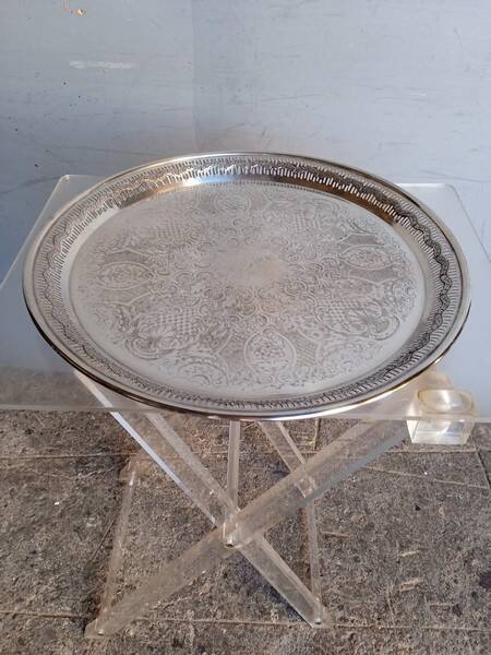 Silver metal tray 35 cm early 20th round
