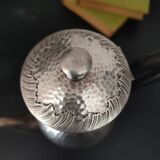 Théière ancienne english pewter hammered sheffield a la reine métal martelé