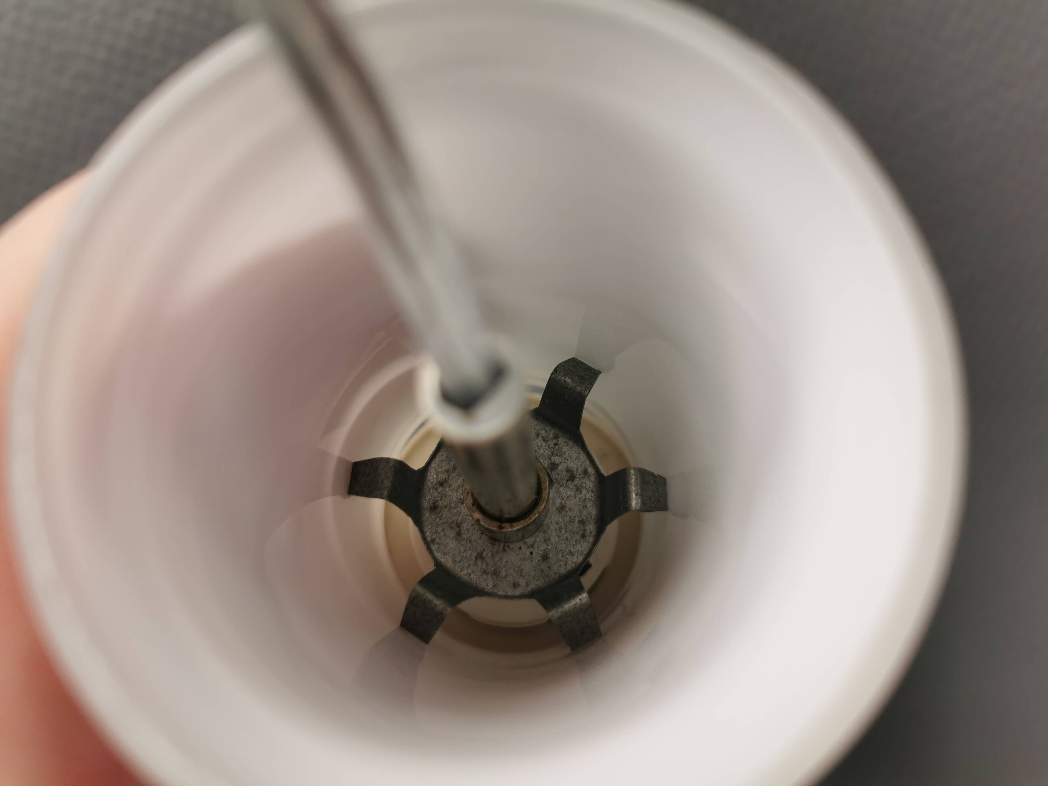 Hanging lamp in milky white glass