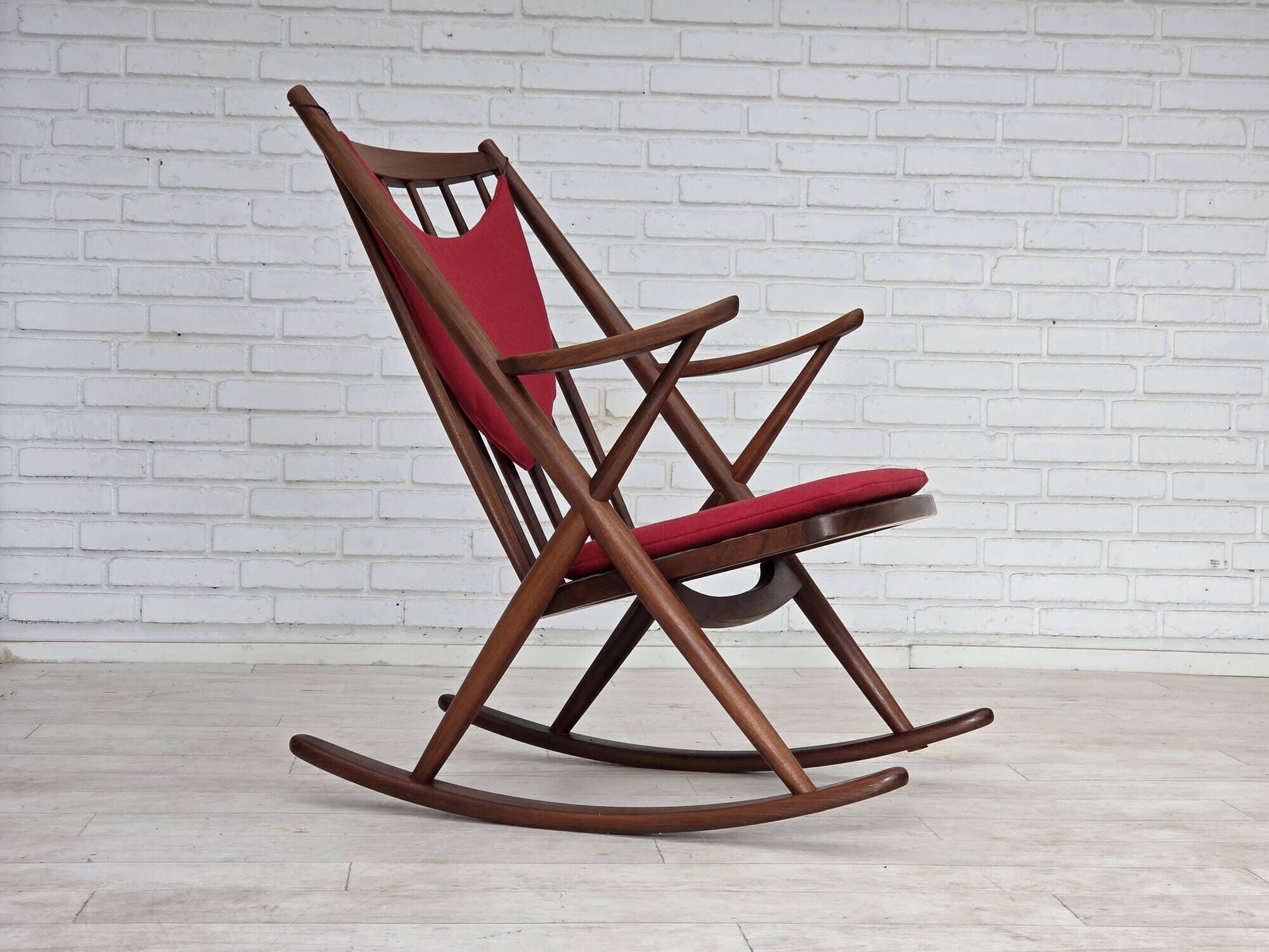 1960s Danish rocking chair by Frank Reenskaug, model 182, reupholstered.