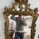 Antique mirror in stuccoed and gilded wood - rocaille style - France 50x86cm
