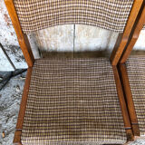 Set of 3 vintage 60s wooden fabric and tile chairs