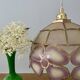Vintage mother-of-pearl and brass lampshade pendant light
