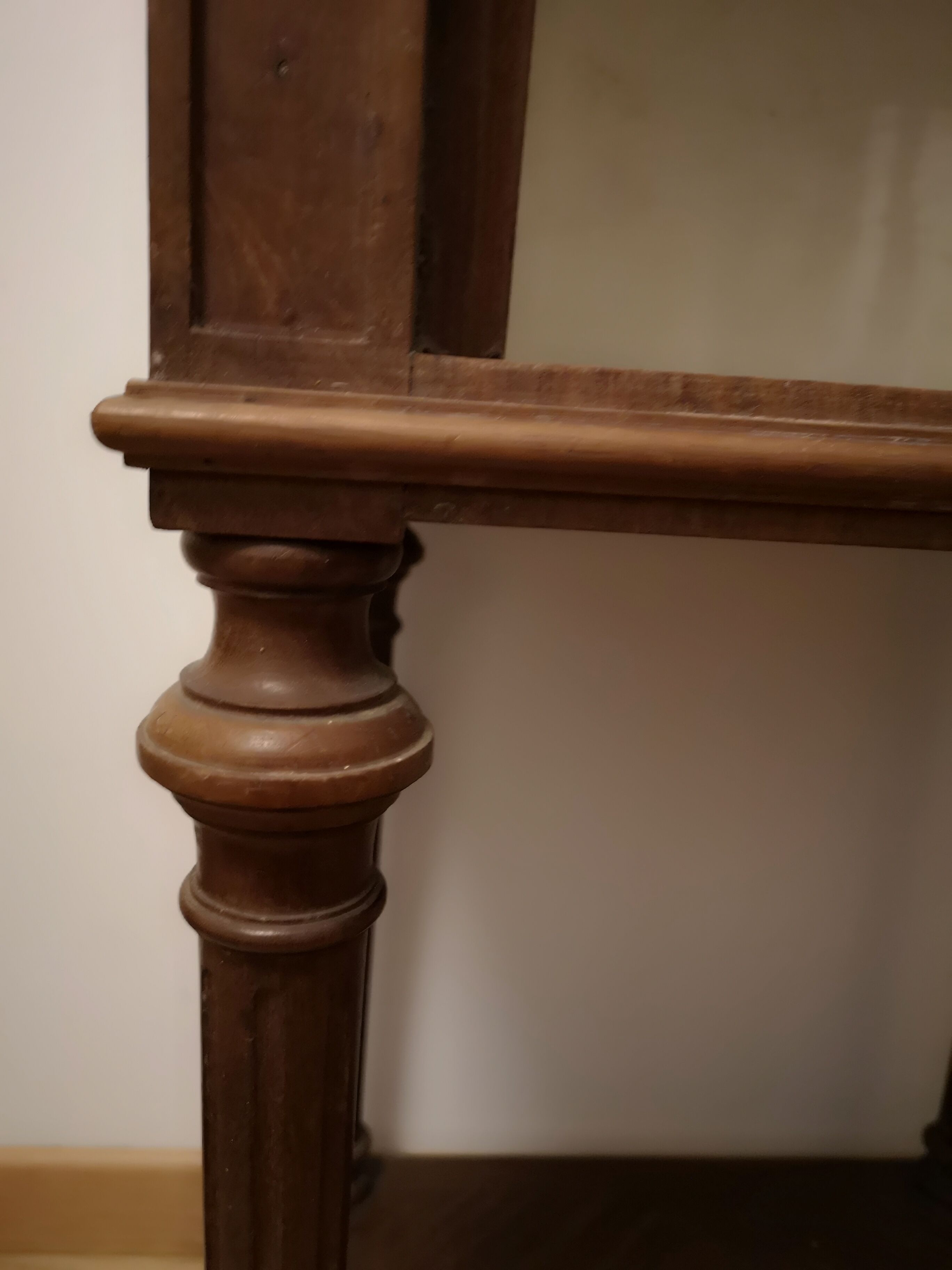 Empire style bedside table, marble tray, marble interior