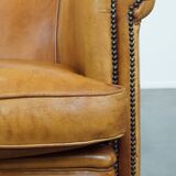 Sheepskin Leather Club Chair with a Warm Color