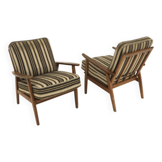 Set of 2 Scandinavian oak armchairs, Sweden, 1950