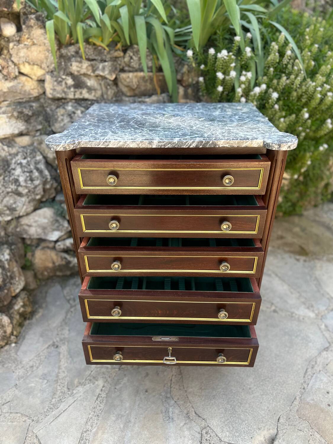 Small Chest of Drawers or Mahogany Sideboard in Louis XVI Style, 19th Century