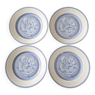 Limoges porcelain for the house of Hermès, Paris - Series of 4 flat plates - Les Pivoines
