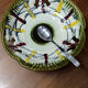Openwork glazed salad bowl, No. 548. Color green, yellow, brown.