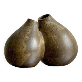 Double vase soliflore en grès jacqueline et tim orr 1960