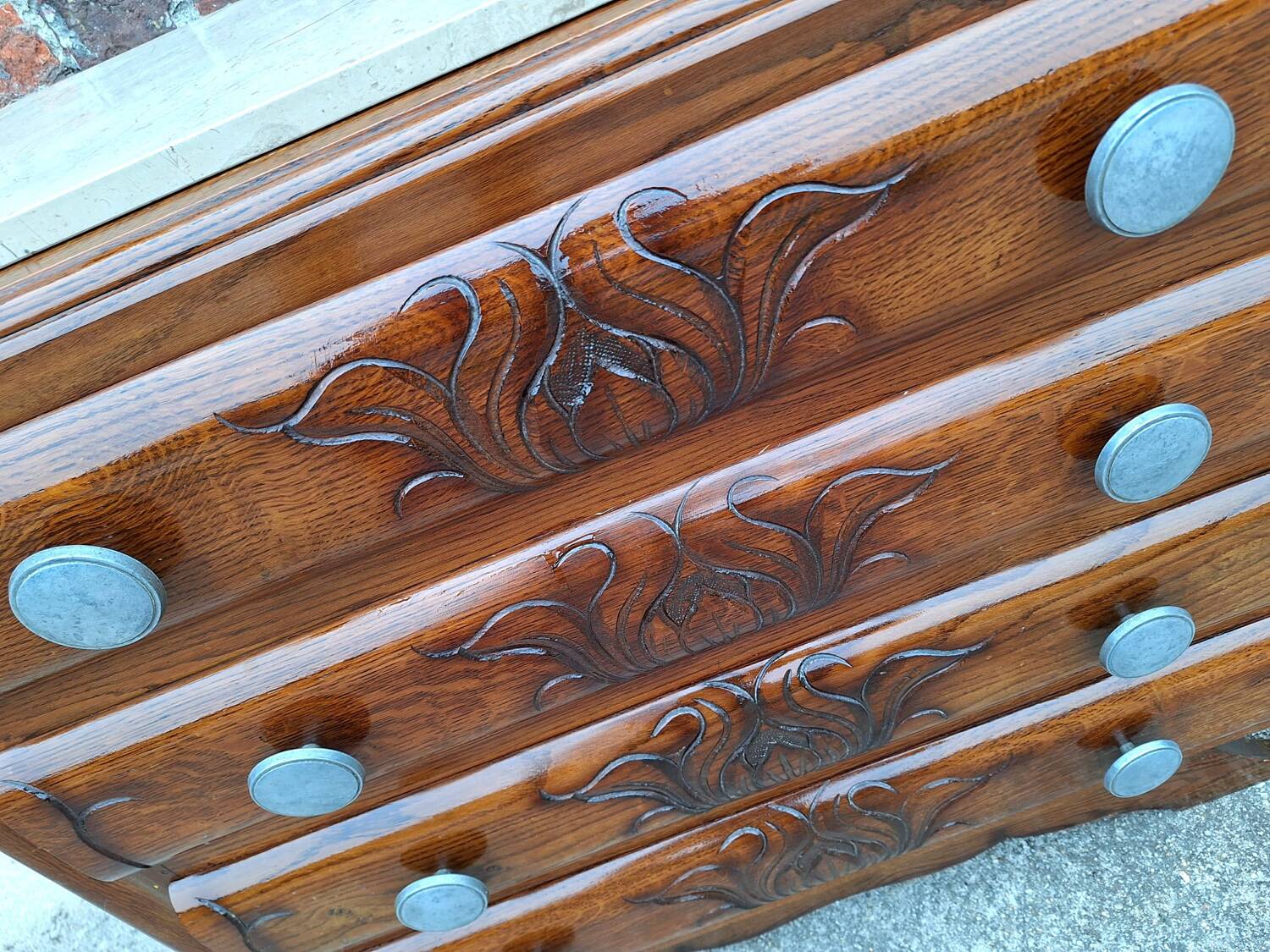Art deco chest of drawers marble top, vintage old furniture