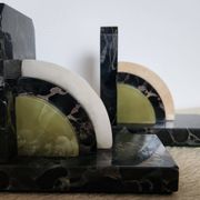 Art Deco pair of bookends in marble and green onyx – 1930s-1950s