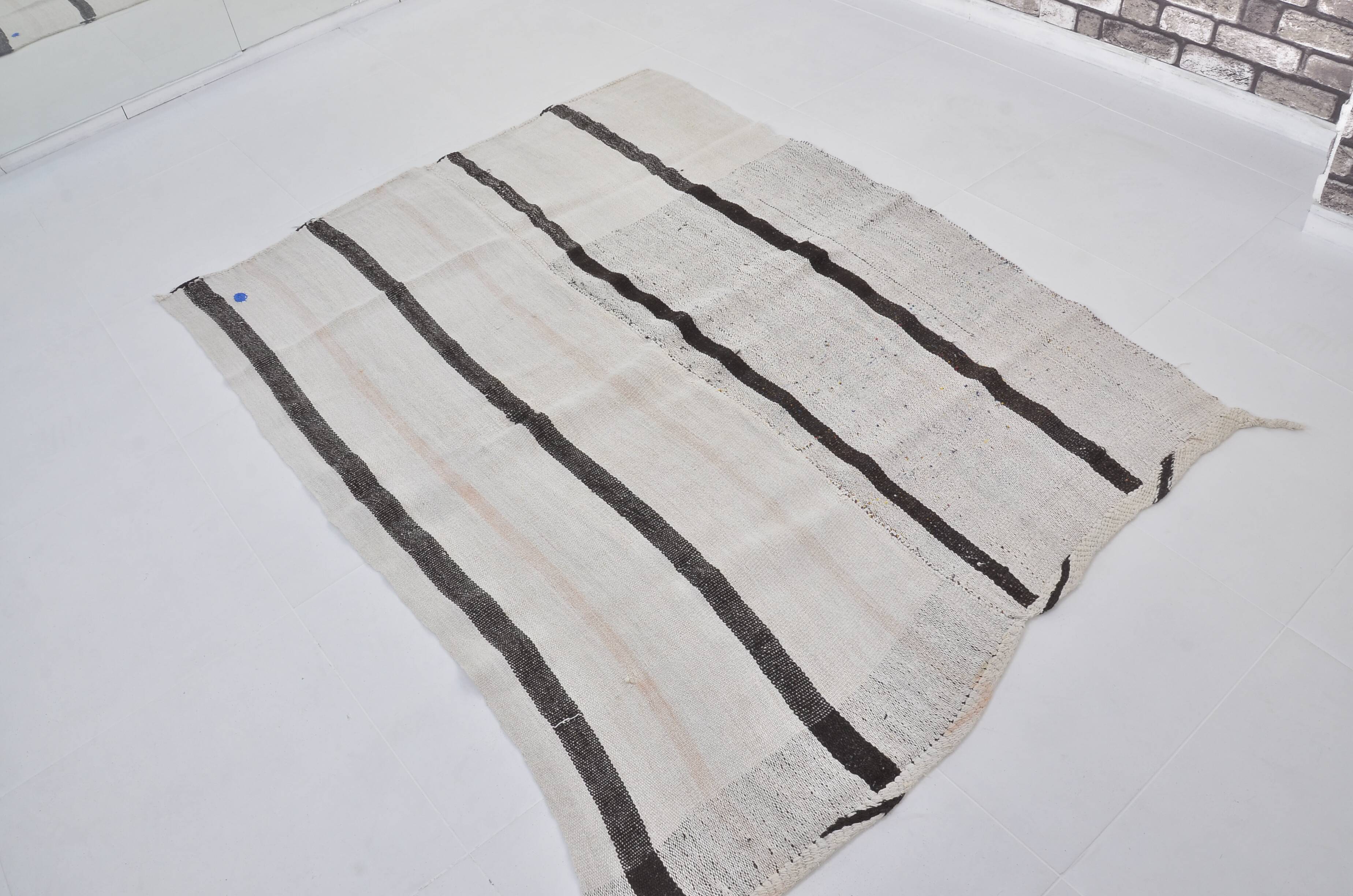 Oushak Hemp Kilim Rug with Stripes sku 3667