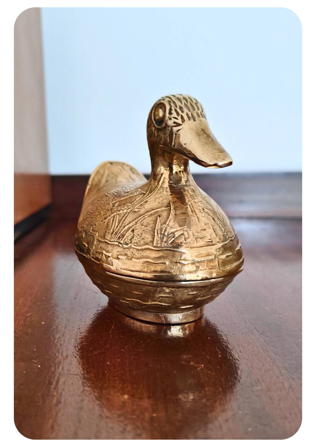 Vintage Solid Brass Duck-Shaped Jewelry Box