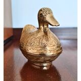Vintage Solid Brass Duck-Shaped Jewelry Box