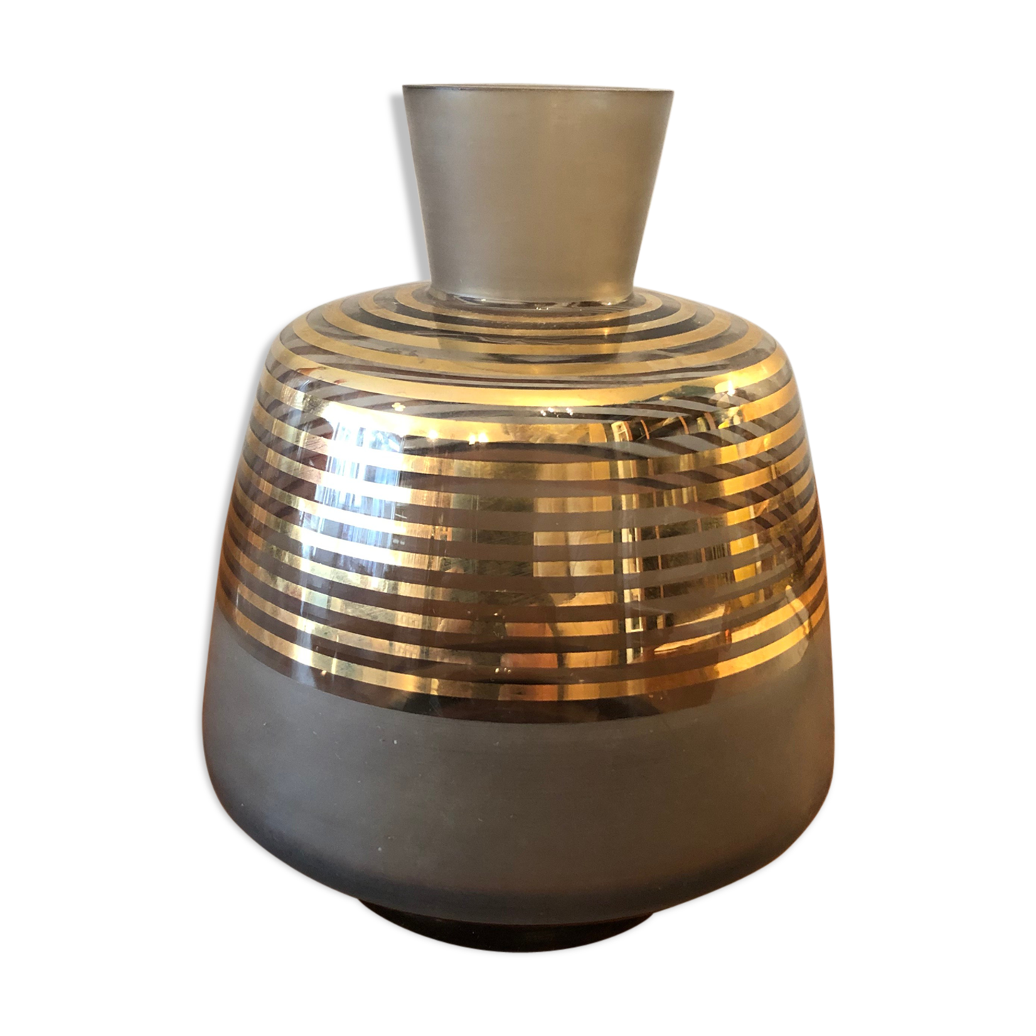 70's smoked glass vase