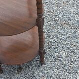 Vintage oak pedestal table with 3 shelves from the 60s