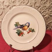 6 assiettes dessert Digoin Sarreguemines décor oiseau en couleur