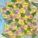 School map of france agriculture & livestock and administrative france 50s-60s