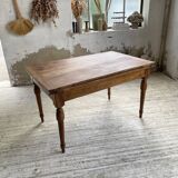 Walnut farmhouse table with swivel and extendable top