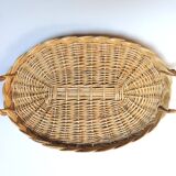 Duo of braided wicker trays