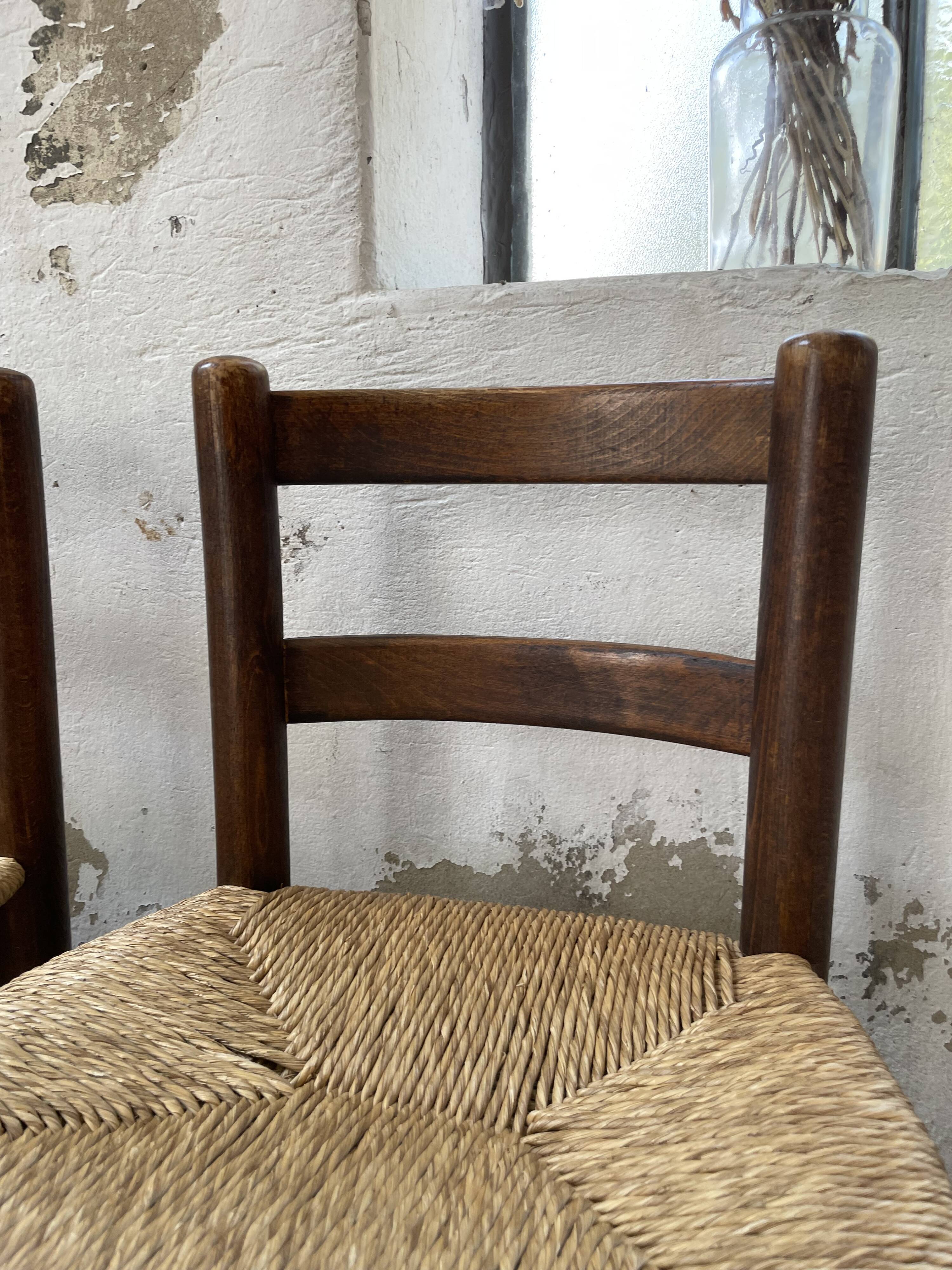 6 straw and oak chairs, mountain furniture
