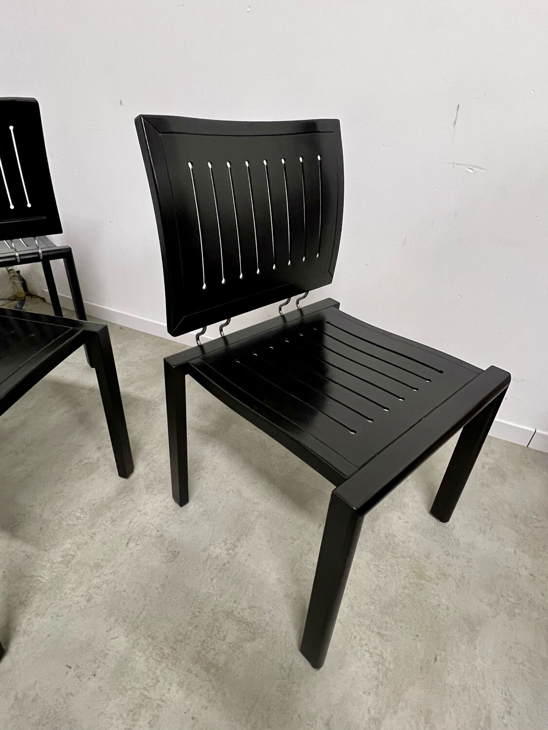 Lot 4 old vintage design chairs Dieticker Bruno Rey black wood year 70