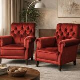 Vintage Pair of Upholstered Armchairs — First Half of the 20th Century