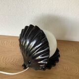 Vintage ceramic shell lamp with opaline globe