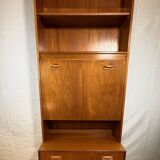 Bibliothèque haute en teck style rétro vintage milieu du siècle avec intérieur bureau par G-Plan