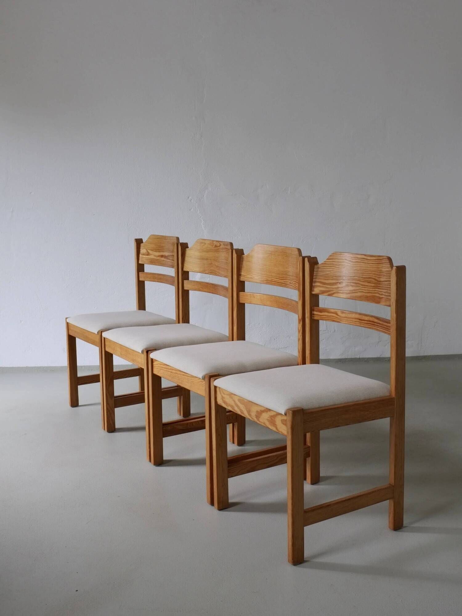 4 solid pine dining chairs | Sweden | 1960s