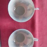 2 porcelain cups with their saucer, hand-painted "Japanese dragon" décor. Do in Japan.