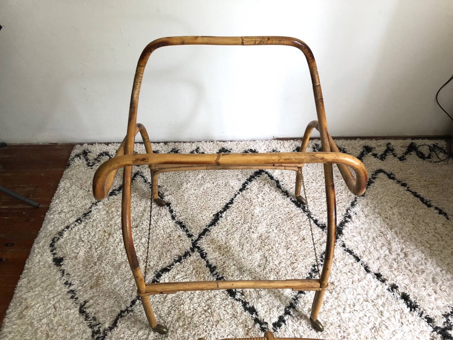 Vintage rattan cradle