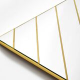 Large, exceptional 1970s brass wall mirror with diagonal mirror strips