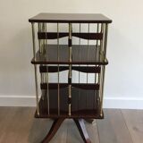 Rotating bookcase cabinet in mahogany and brass