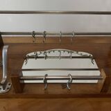 Old large Art Deco wooden coat rack with mirror