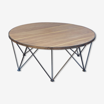 Industrial Style Round Salon Table with HairPin Base