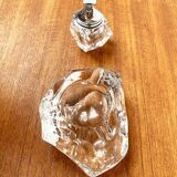 Mid-century Scandinavian heavy frosted glass table and ashtray, 1960s, set of 2.