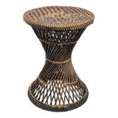 Vintage rattan diabolo stool