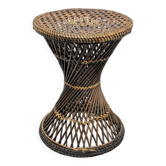 Vintage rattan diabolo stool