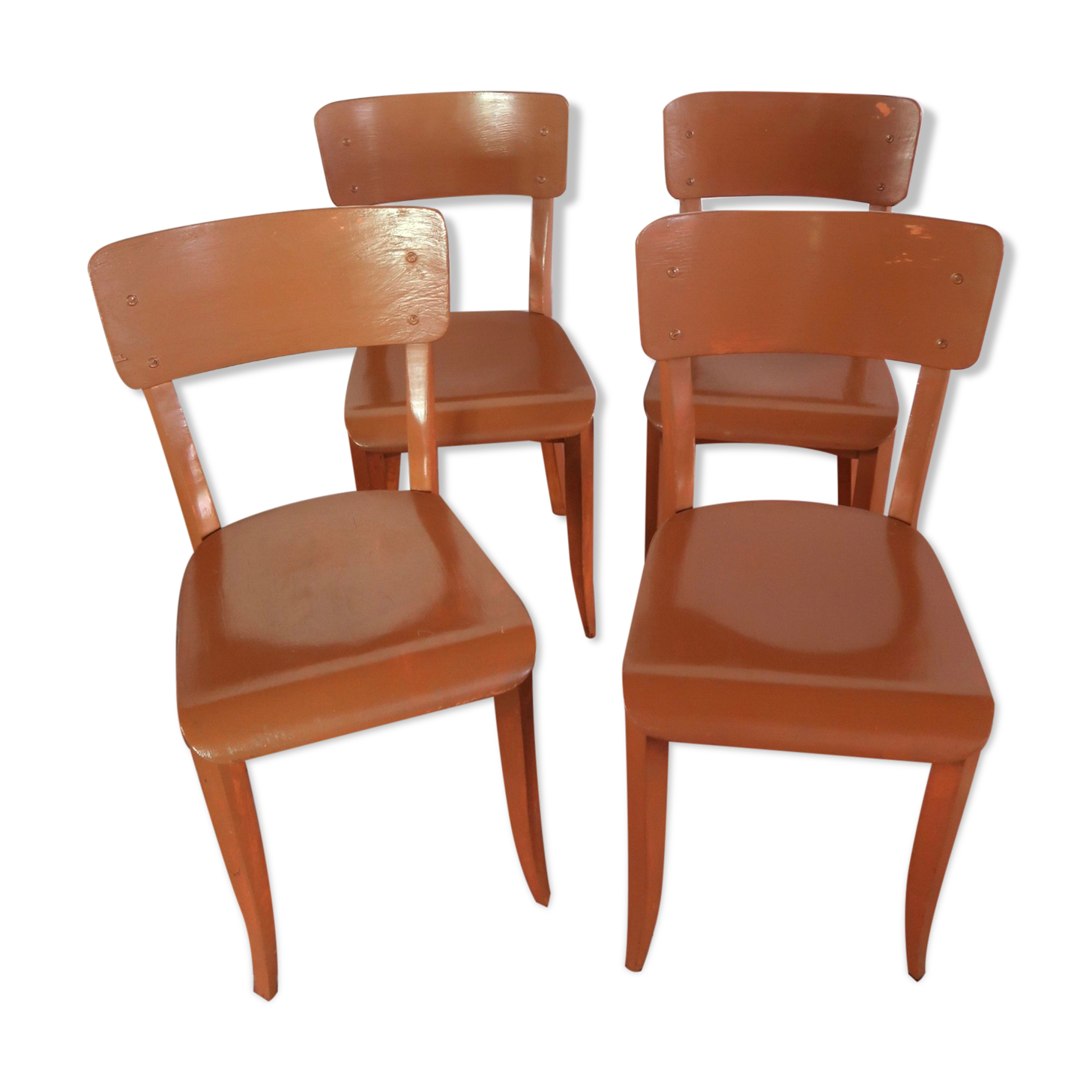 Lot de 4 chaises bistrot en bois peint