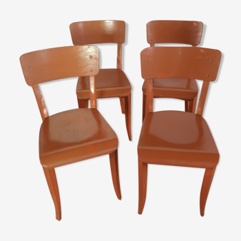 Set of 4 bistro chairs in painted wood