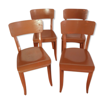 Lot de 4 chaises bistrot en bois peint