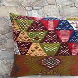 Housse de coussin kilim berbère vintage, coussin en laine marocaine