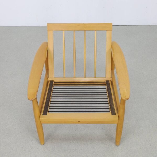 Fauteuil de salon danois vintage, années 1970, rembourrage neuf