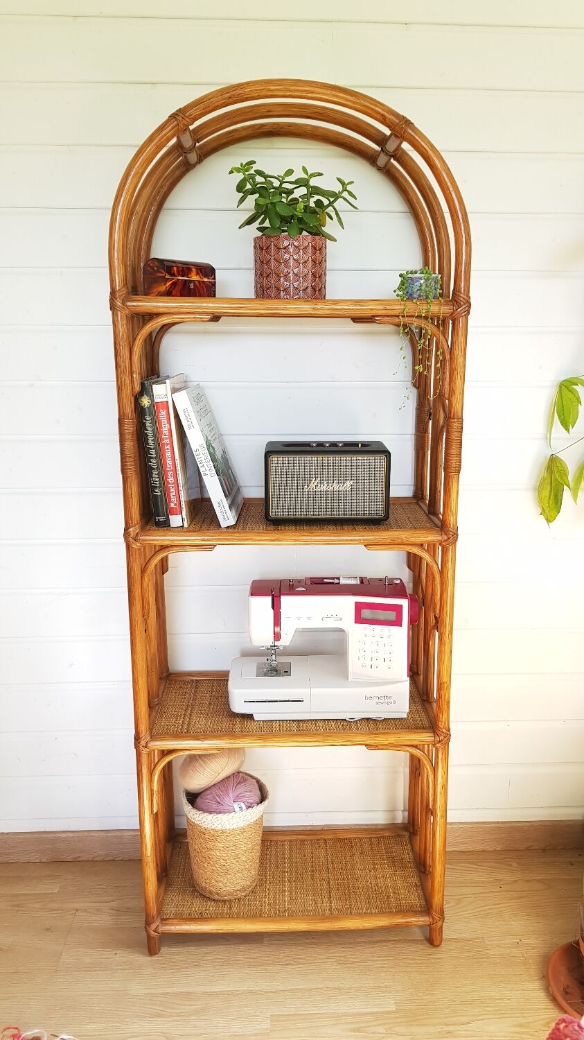 Rattan bookcase shelf