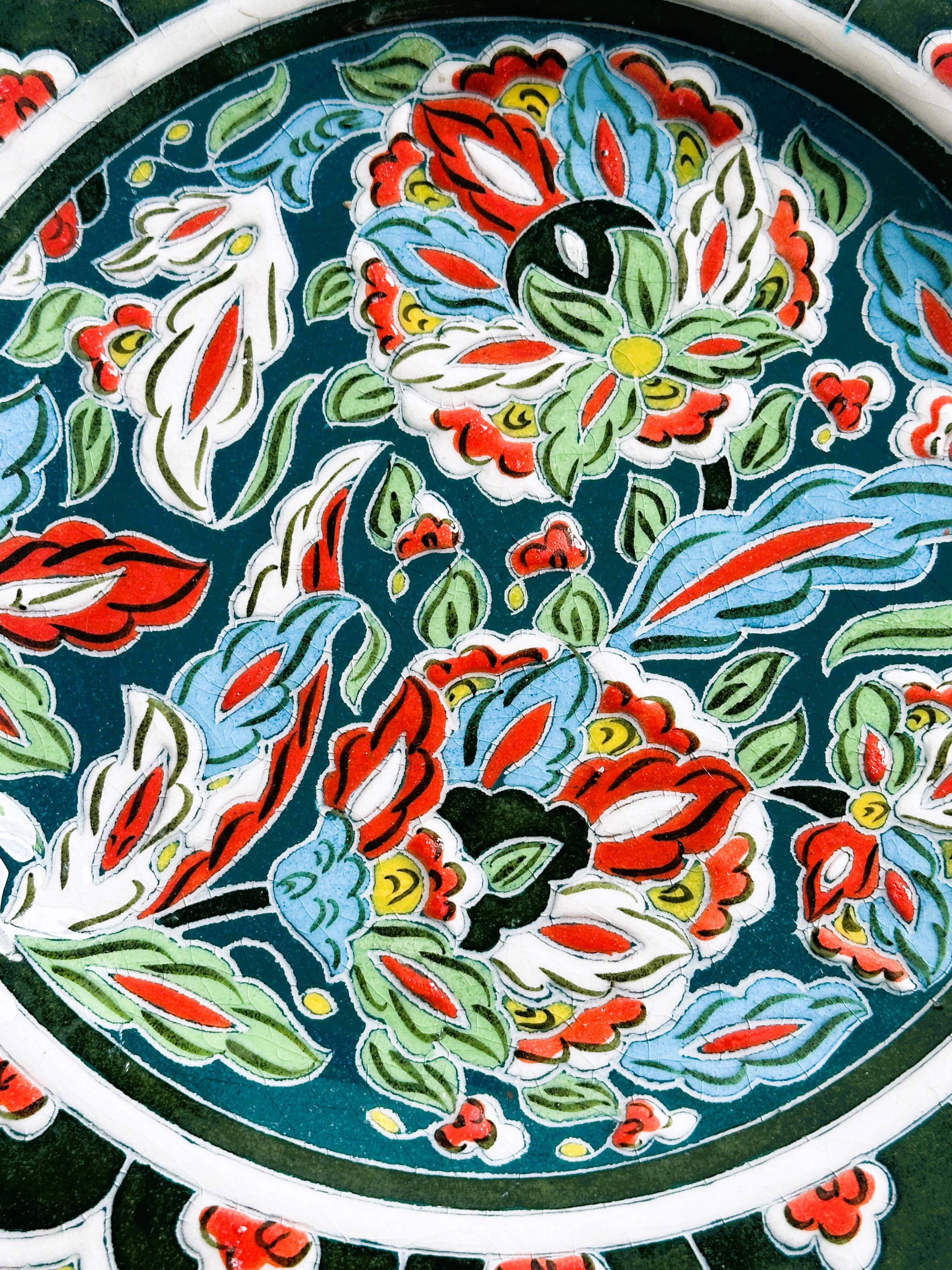 Old Turkish plate with hand-painted decor.