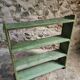 Vintage open pine shelf, original sage green paint, circa 1900–1930.